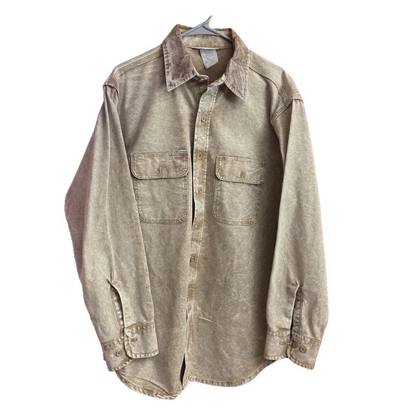 Carhartt Rugged Outdoor Vintage Canvas Acid Wash Chore Shirt Mens XL USA Made - Picture 1 of 16